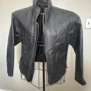 Classic Black Leather M Zip Jacket